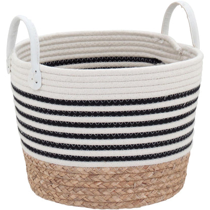 Conjunto de 3 Cestas Organizadoras Fibra Preta - Decoração e Armazenamento