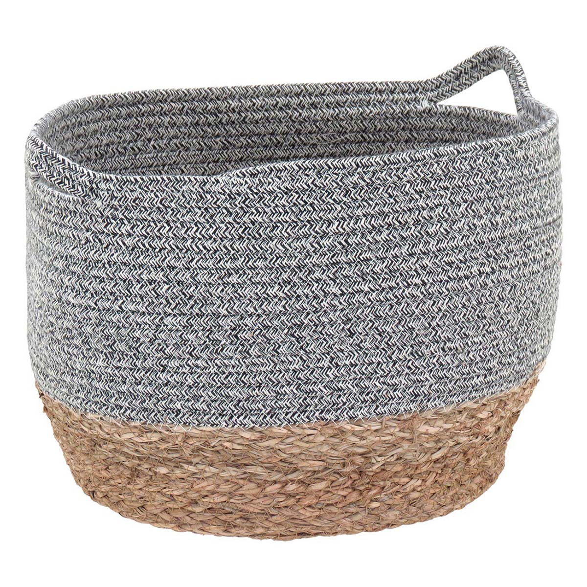 Conjunto de Cestas Decorativas Kigali Fibra Cinza 3 Tamanhos