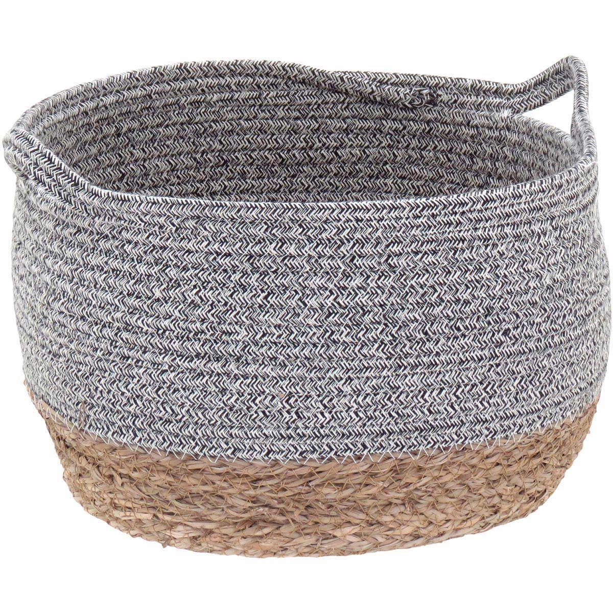 Conjunto de Cestas Decorativas Kigali Fibra Cinza 3 Tamanhos