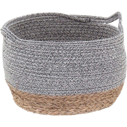 Conjunto de Cestas Decorativas Kigali Fibra Cinza 3 Tamanhos