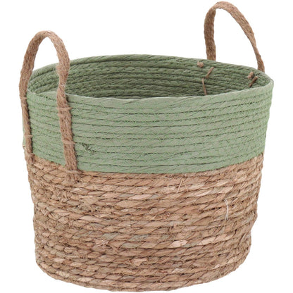 Jogo de 3 Cestas Decorativas Fibra Verde - Organizador para Casa