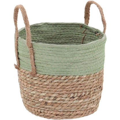 Jogo de 3 Cestas Decorativas Fibra Verde - Organizador para Casa