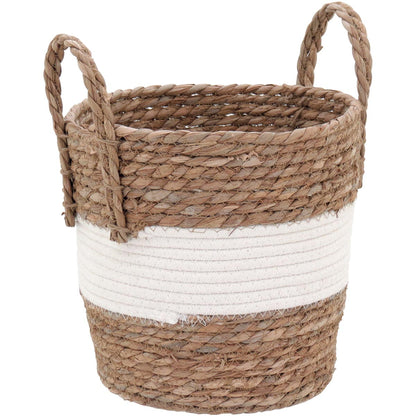 Jogo de Cestas Decorativas Fibra Branca Zagora - Grande, Médio, Pequeno