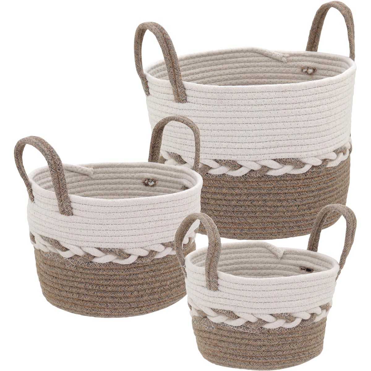 Cesta Organizadora Decorativa Caterrine 3 Peças Tecido Marrom