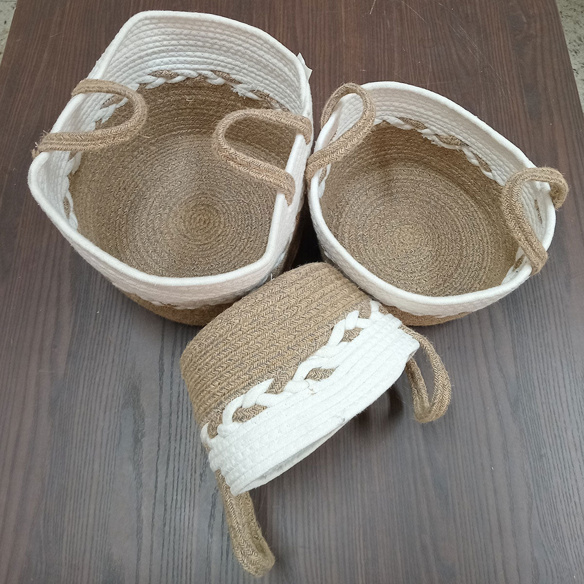 Cesta Organizadora Decorativa Caterrine 3 Peças Tecido Marrom