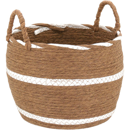 Conjunto de 3 Cestas Decorativas Lemnos Fibra Marrom para Organização