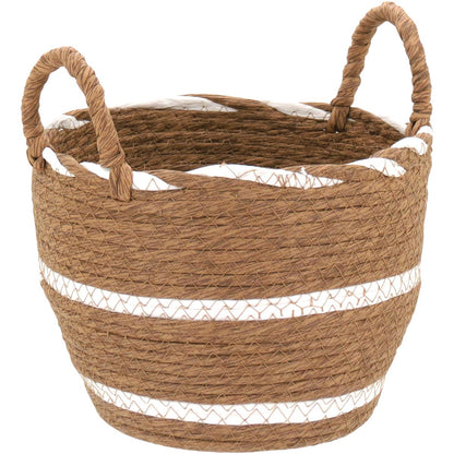 Conjunto de 3 Cestas Decorativas Lemnos Fibra Marrom para Organização