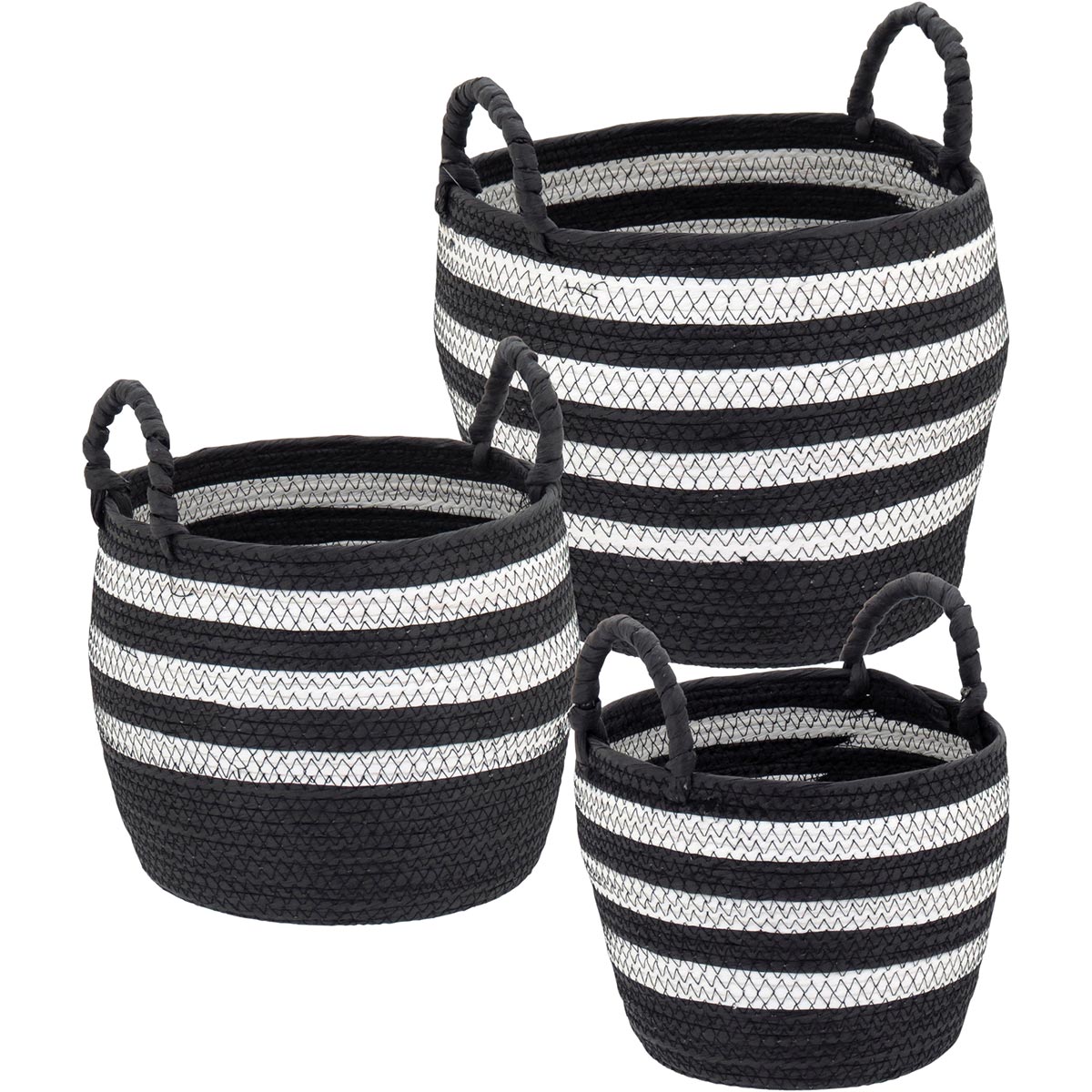 Cestas Decorativas Organizadoras Sawalli 3 Peças Fibra Preta