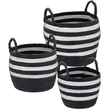 Cestas Decorativas Organizadoras Sawalli 3 Peças Fibra Preta