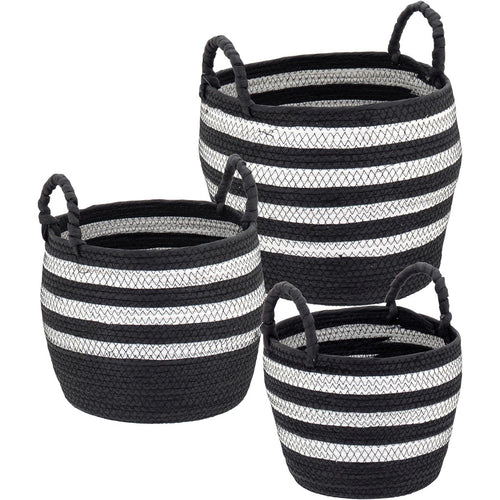 Cestas Decorativas Organizadoras Sawalli 3 Peças Fibra Preta