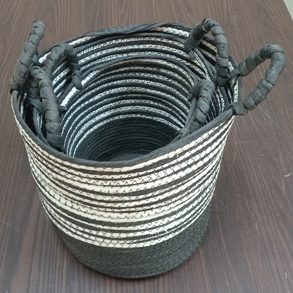 Cesta Organizadora Sawalli Grande Fibra Preto 34,3x35,3 cm