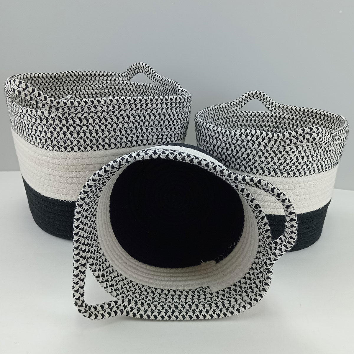 Conjunto de Cestas Decorativas Allegra Tecido Multicolorido 3 Peças