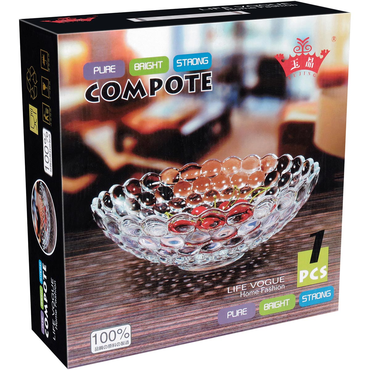 Centro de Mesa Cristal Eco Montreal Transparente 10x30x30cm