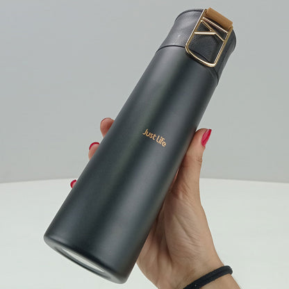 Garrafa Térmica Inox Just Life 500ml Preto Isolamento Térmico 24x6x6cm