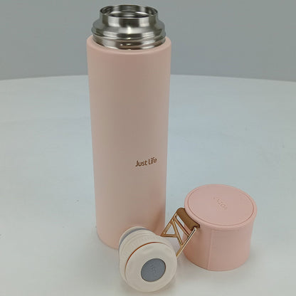 Garrafa Térmica Inox 500ml Just Life Rosa Parede Dupla 23,9cm