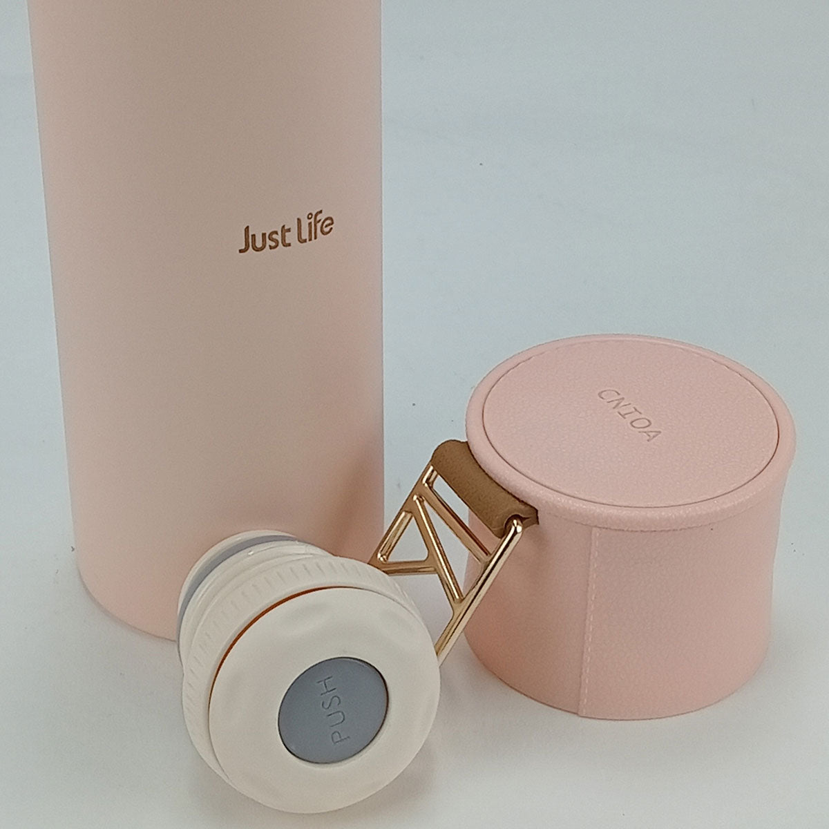 Garrafa Térmica Inox 500ml Just Life Rosa Parede Dupla 23,9cm