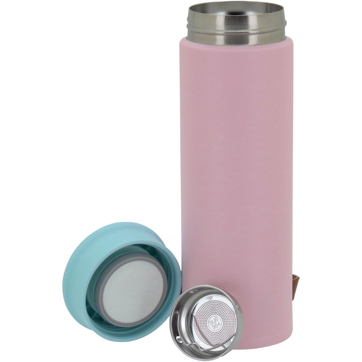 Garrafa Térmica Inox Rosa Just Life 450ml Parede Dupla 20x6x6cm