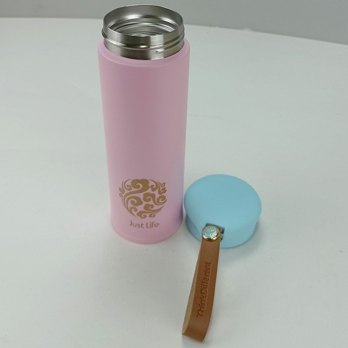 Garrafa Térmica Inox Rosa Just Life 450ml Parede Dupla 20x6x6cm