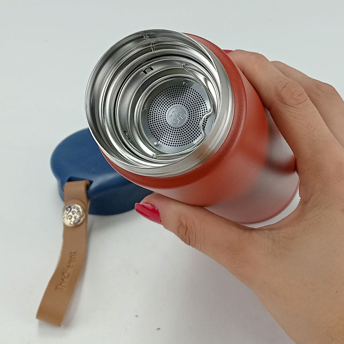 Garrafa Térmica Inox Just Life 450ml Laranja Parede Dupla 20x6x6cm