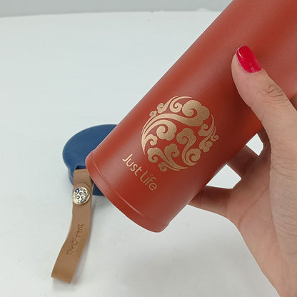 Garrafa Térmica Inox Just Life 450ml Laranja Parede Dupla 20x6x6cm