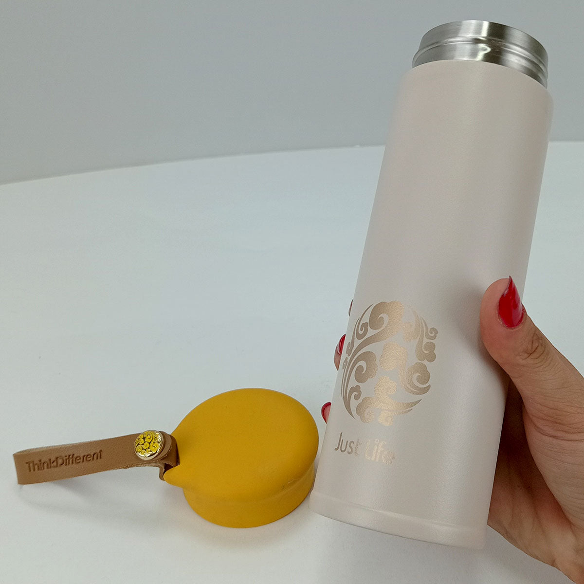 Garrafa Térmica Inox Just Life 450ml Bege Parede Dupla 20x6x6cm