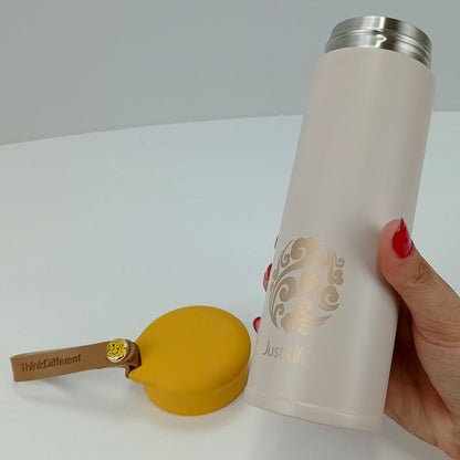 Garrafa Térmica Inox Just Life 450ml Bege Parede Dupla 20x6x6cm