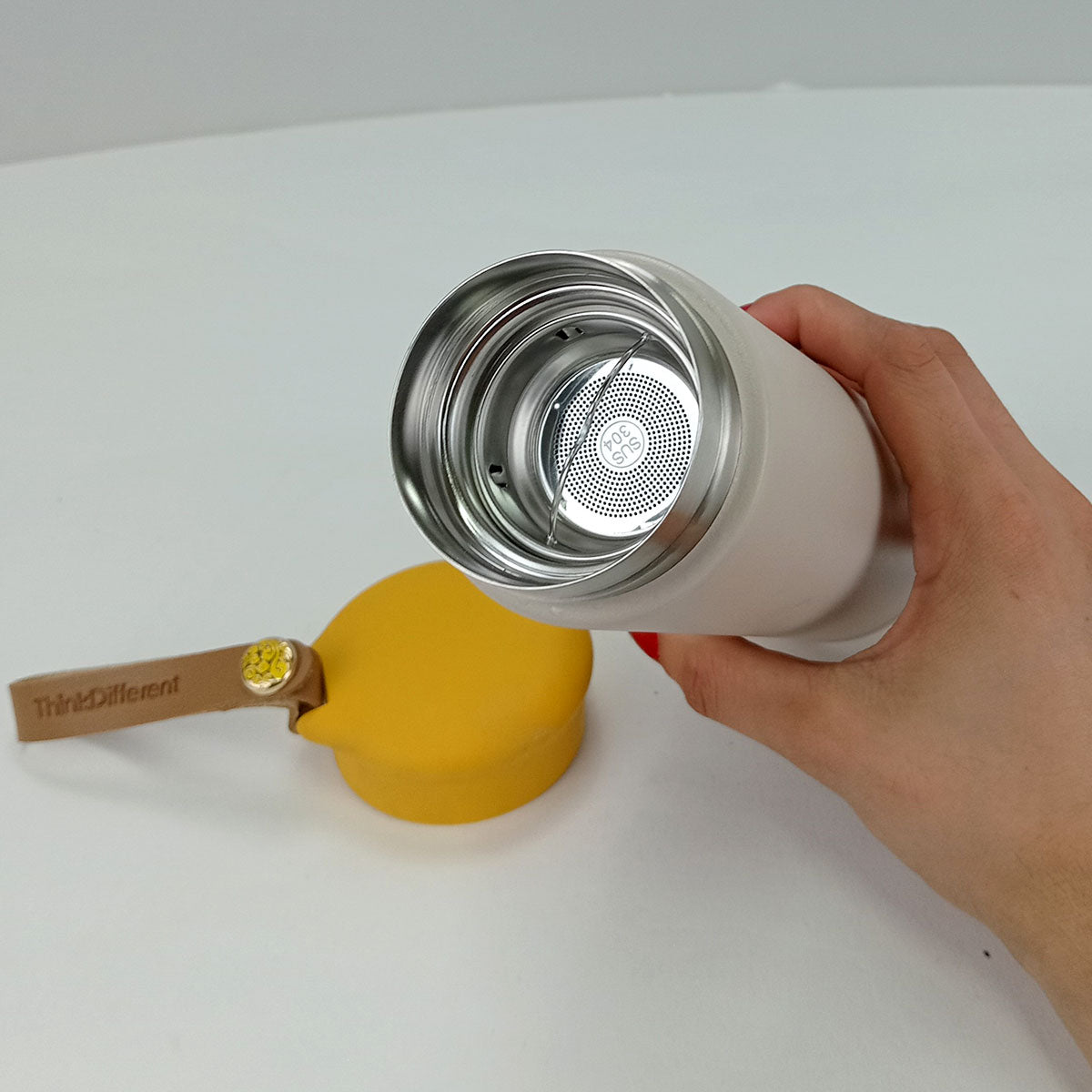 Garrafa Térmica Inox Just Life 450ml Bege Parede Dupla 20x6x6cm