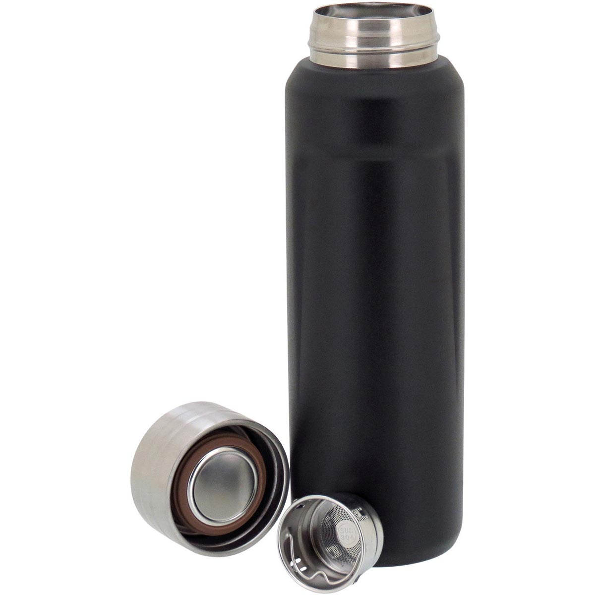 Garrafa Térmica Just Life Inox Preto 500ml Parede Dupla 23x7x7cm