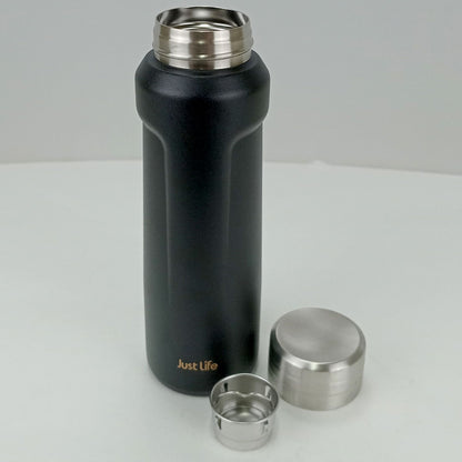 Garrafa Térmica Just Life Inox Preto 500ml Parede Dupla 23x7x7cm
