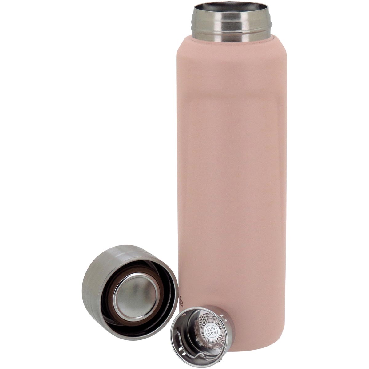 Garrafa Térmica Inox Rosa Just Life 500ml Parede Dupla 23x7x7cm