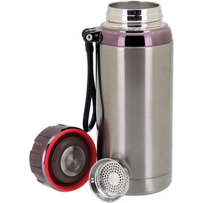 Garrafa Térmica Inox Lehua 600ml Prata Parede Dupla 22x8x8cm