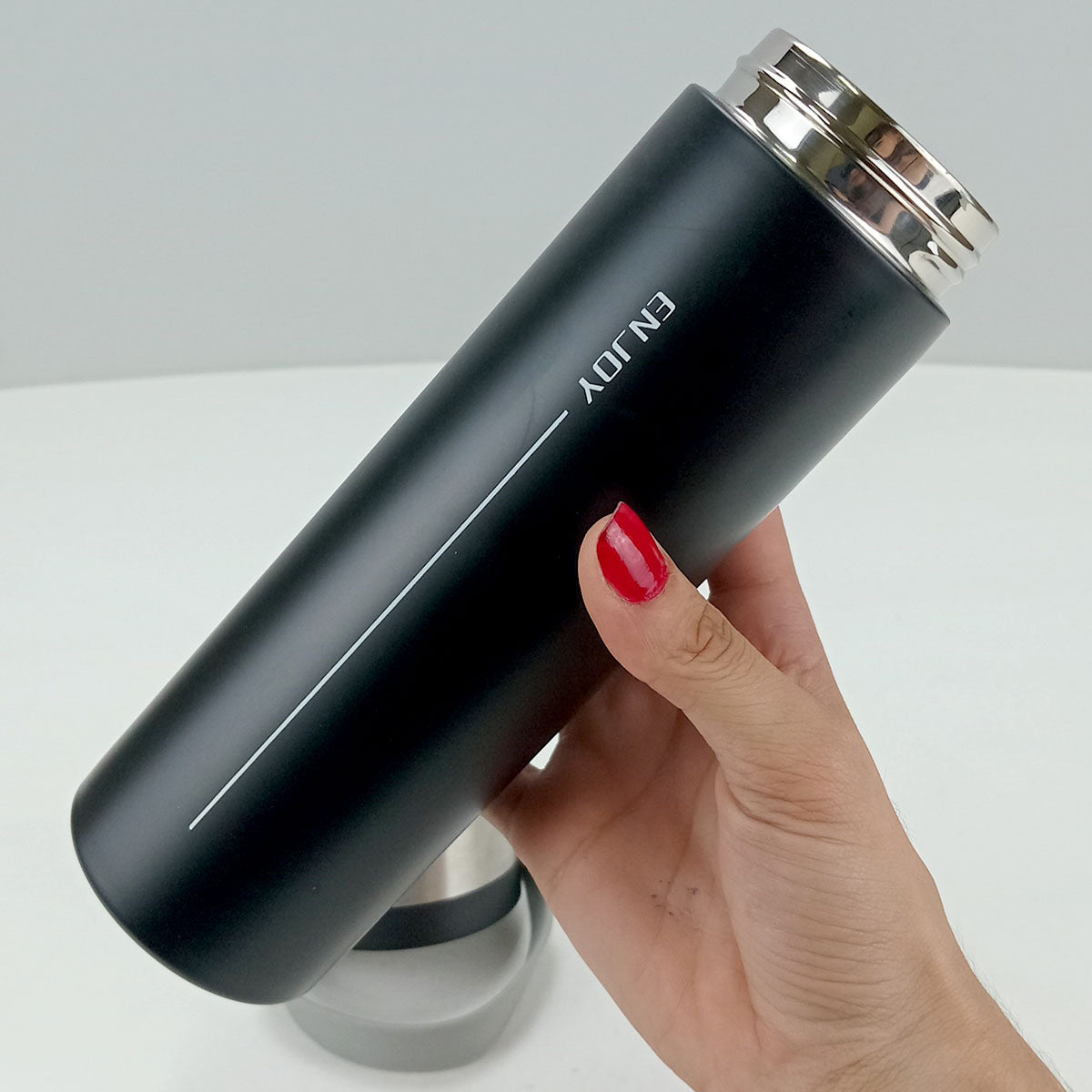 Garrafa Térmica Inox Preto Enjoy 450ml Parede Dupla 23x6x6cm