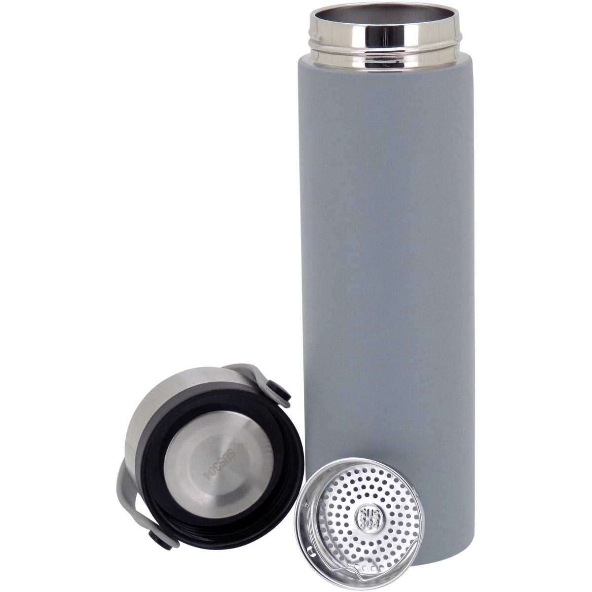 Garrafa Térmica Inox Enjoy 450ml Parede Dupla Cinza 23x6x6cm