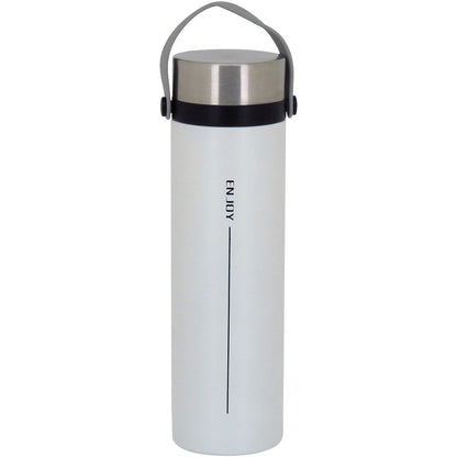 Garrafa Térmica Enjoy Inox 450ml Branco Parede Dupla Isolamento Térmico