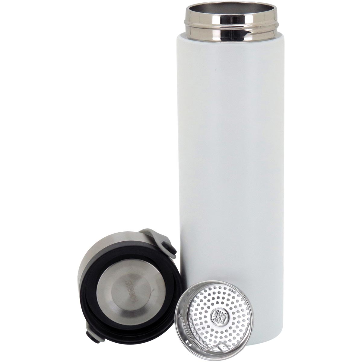 Garrafa Térmica Enjoy Inox 450ml Branco Parede Dupla Isolamento Térmico