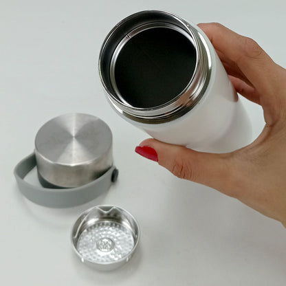 Garrafa Térmica Enjoy Inox 450ml Branco Parede Dupla Isolamento Térmico