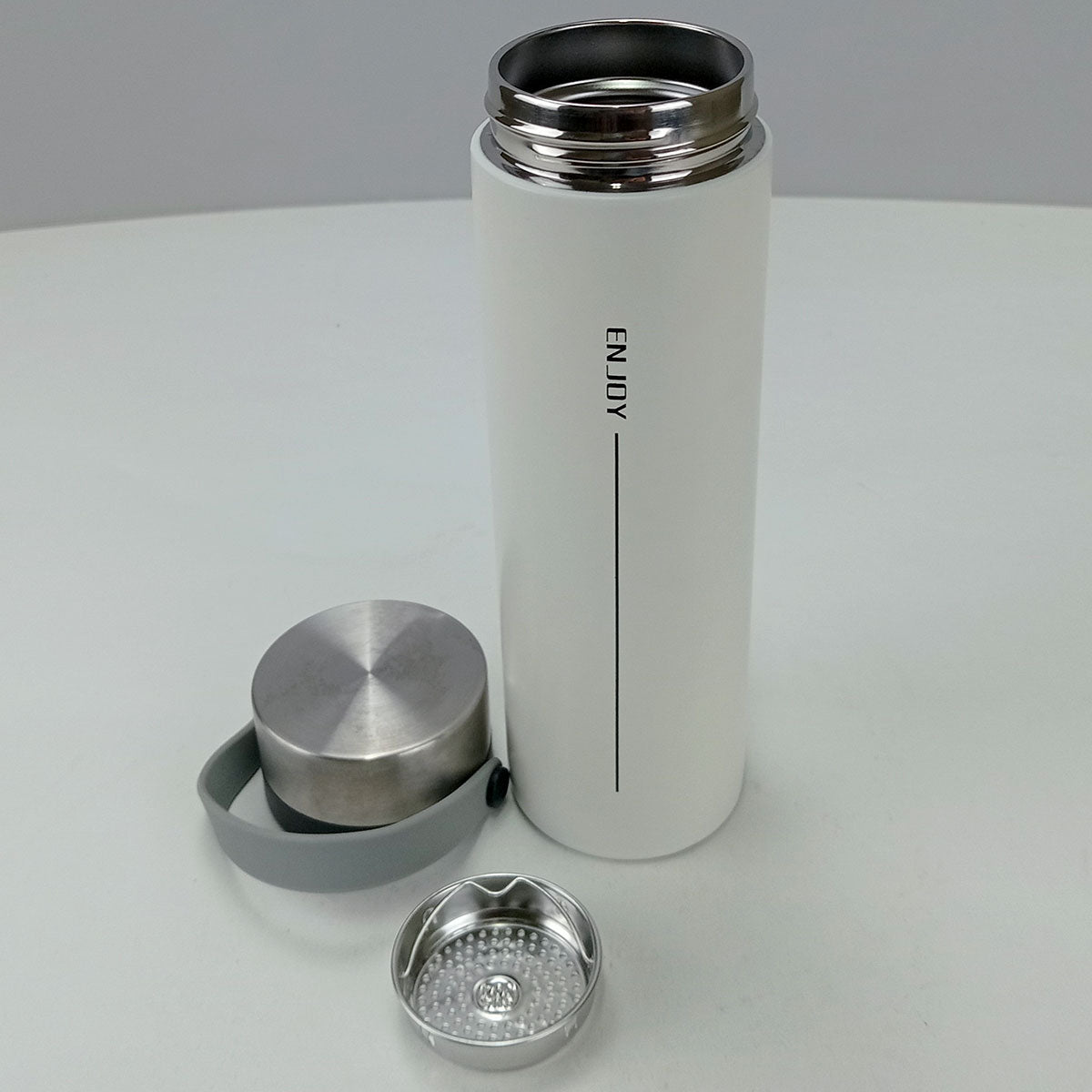 Garrafa Térmica Enjoy Inox 450ml Branco Parede Dupla Isolamento Térmico