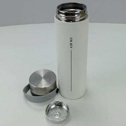 Garrafa Térmica Enjoy Inox 450ml Branco Parede Dupla Isolamento Térmico
