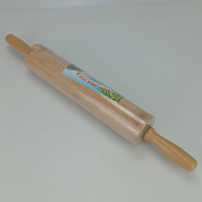 Rolo de Massa de Bambu Natural 6x6x48cm - Utensílio de Cozinha Ergonômico