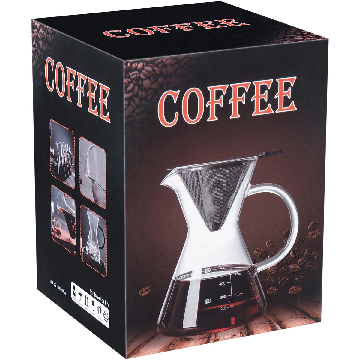 Cafeteira Kanne Borossilicato 500ml Transparente 16x16x12cm