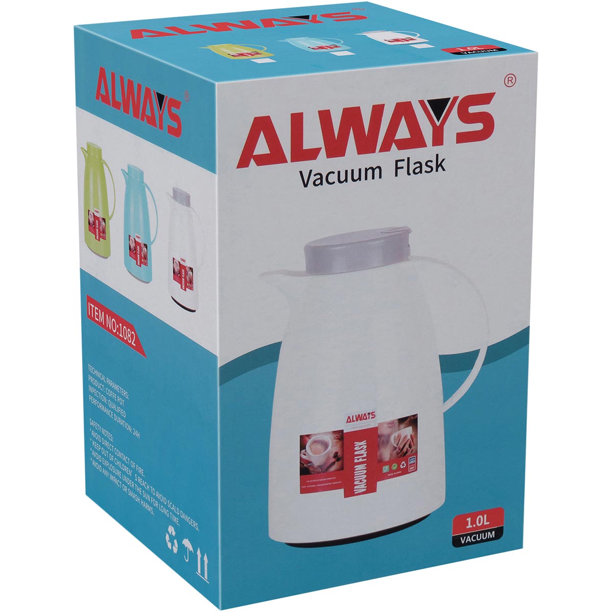 Garrafa Térmica Blanc Ampola Plástico 1L Branco 24x15x15cm