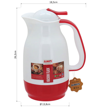 Garrafa Térmica Alwa Ampola 1L Plástico Vermelho 26x18x13cm