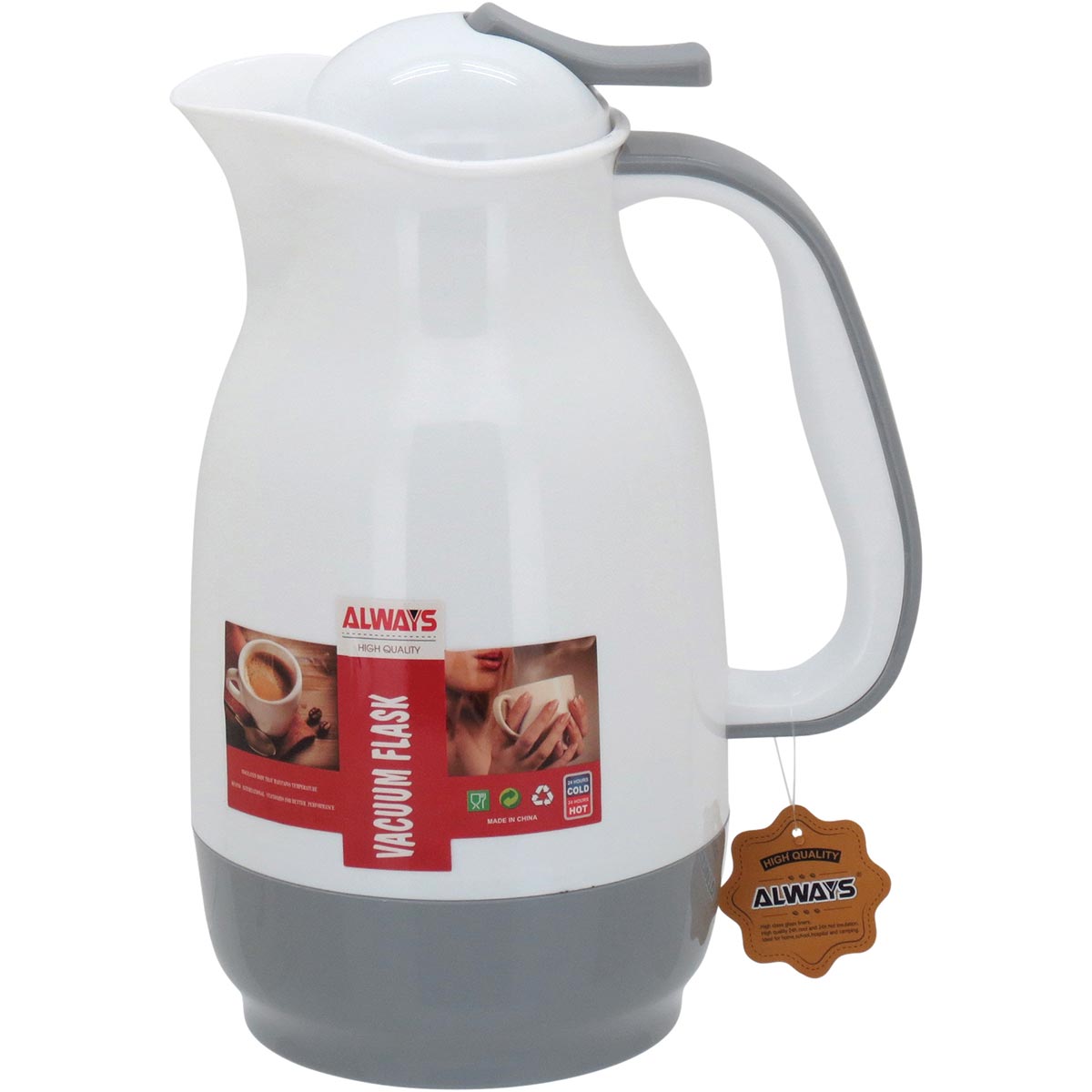 Garrafa Térmica Alwa Ampola 1L Plástico Cinza à Prova de Vazamentos