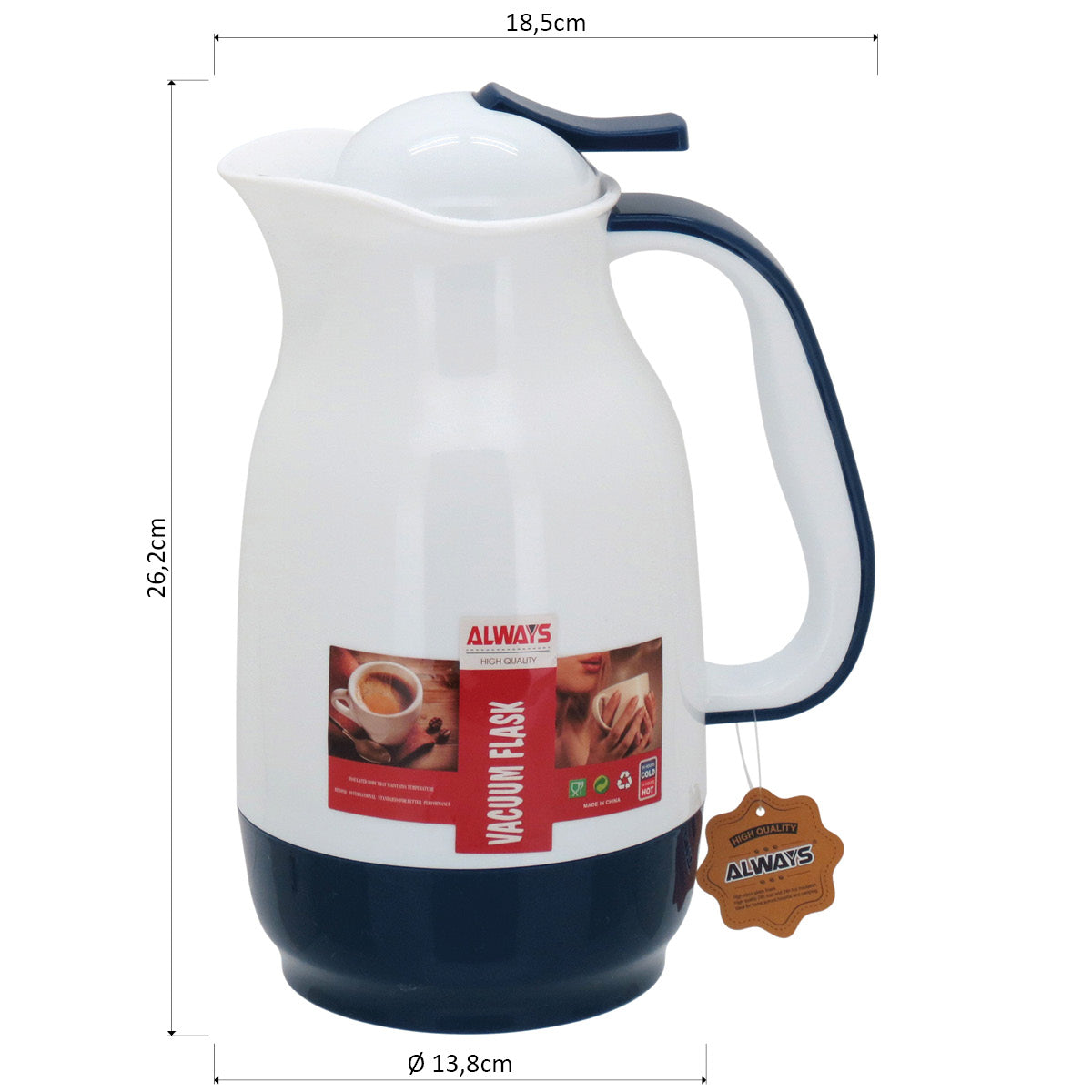 Garrafa Térmica Alwa Ampola 1L Plástico Azul 26x18x13cm