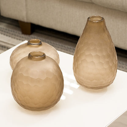 Vaso de Vidro Âmbar Moana 11x15cm para Decoração de Ambiente