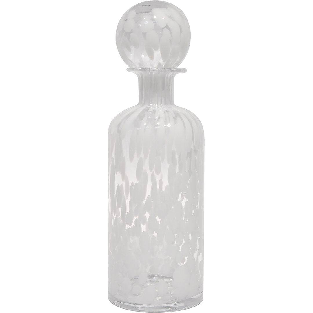 Garrafa Decorativa de Vidro Branco Messina com Tampa 34cm