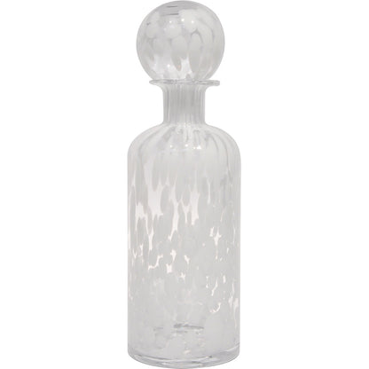 Garrafa Decorativa de Vidro Branco Messina com Tampa 34cm