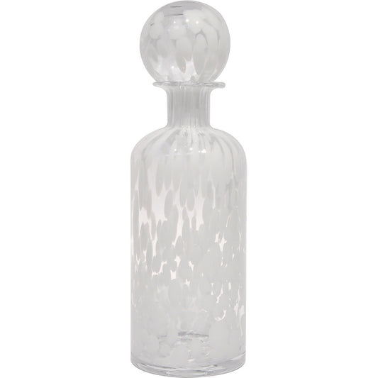 Garrafa Decorativa de Vidro Branco Messina com Tampa 34cm