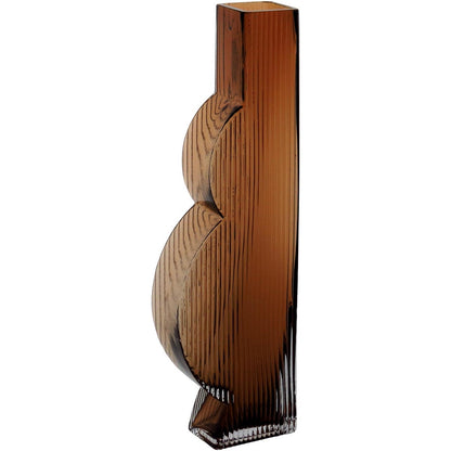 Vaso Ficarella Vidro 35x5x11cm Âmbar