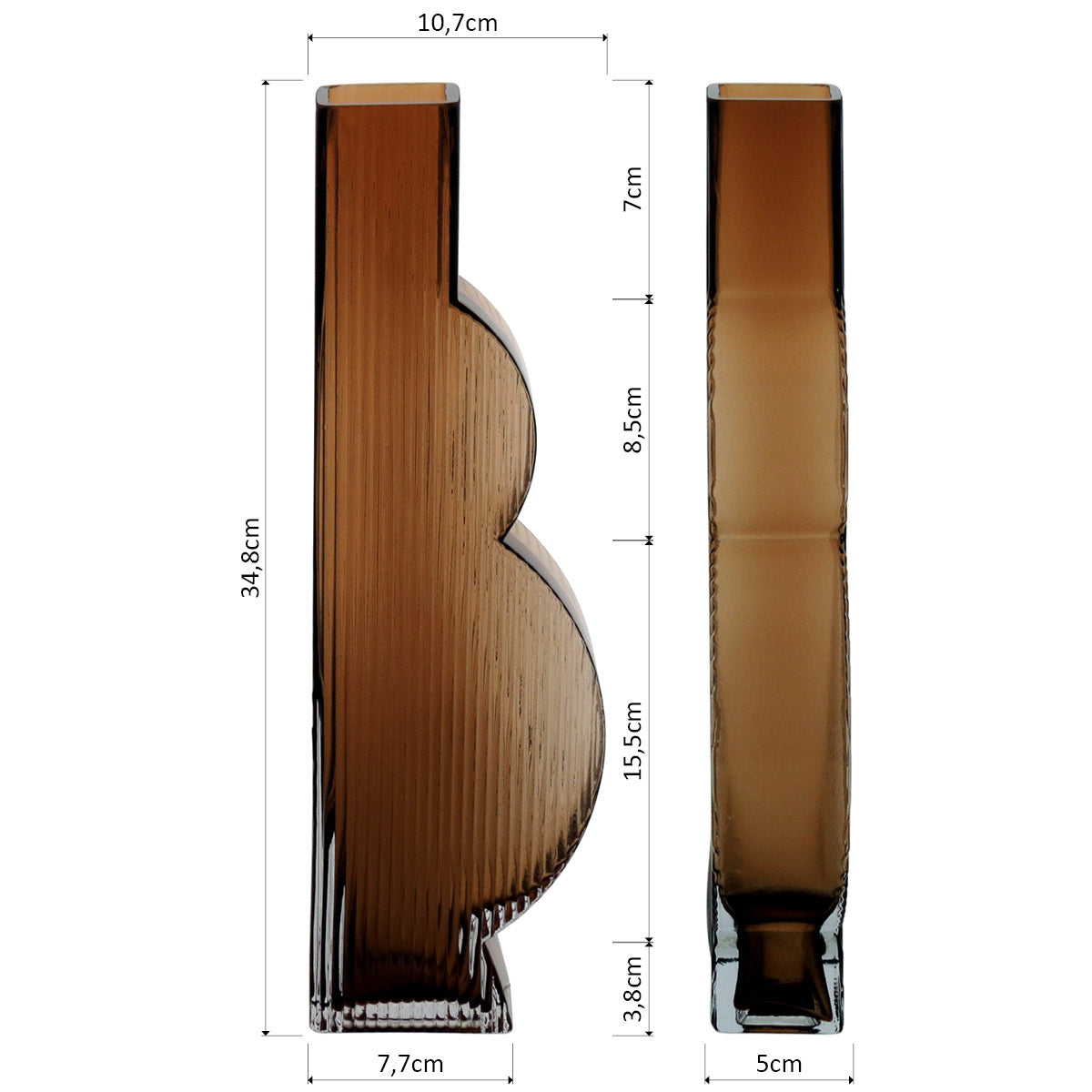 Vaso Ficarella Vidro 35x5x11cm Âmbar
